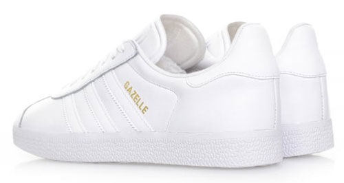 all white leather adidas gazelle