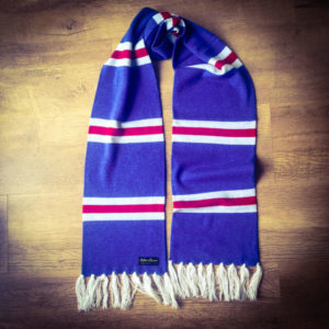 Vintage-style merino wool striped football scarves by Retro Clasico